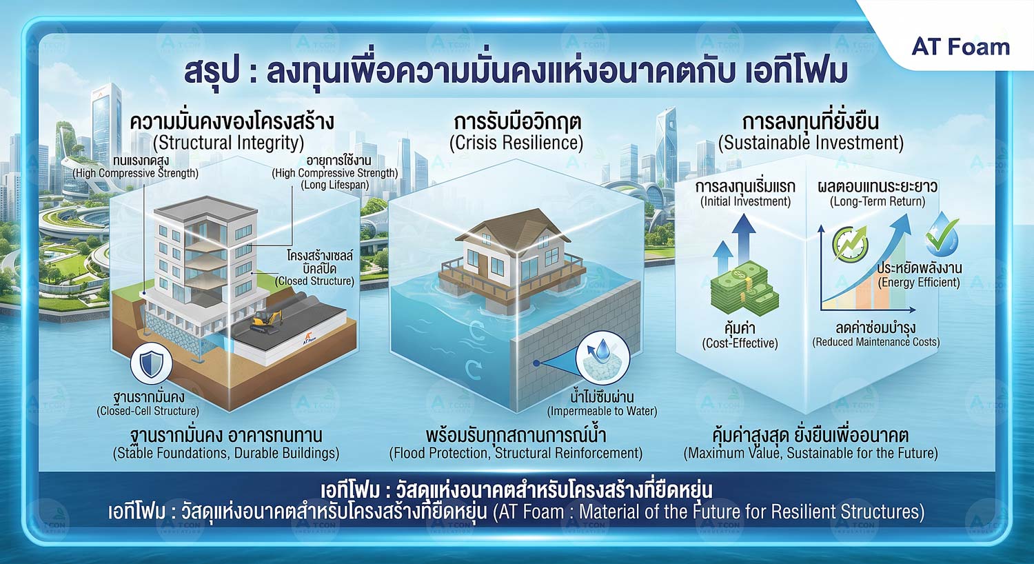สรุปคุณสมบัติ AT FOAM: ฐานรากมั่นคง, การรับมือวิกฤตน้ำท่วม, และการลงทุนที่ยั่งยืนเพื่ออนาคต