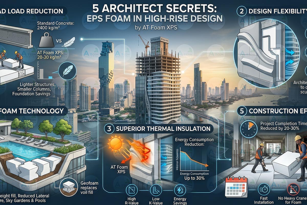 สรุป 5 ความลับการใช้ EPS Foam ของเอ.ที.โฟม ในงานออกแบบอาคารสูง (อินโฟกราฟิก)